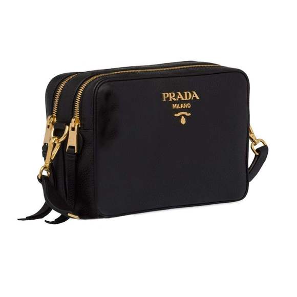 Prada Black Vitello Phenix Leather Double Zip Cross Body - Picture 2 of 12